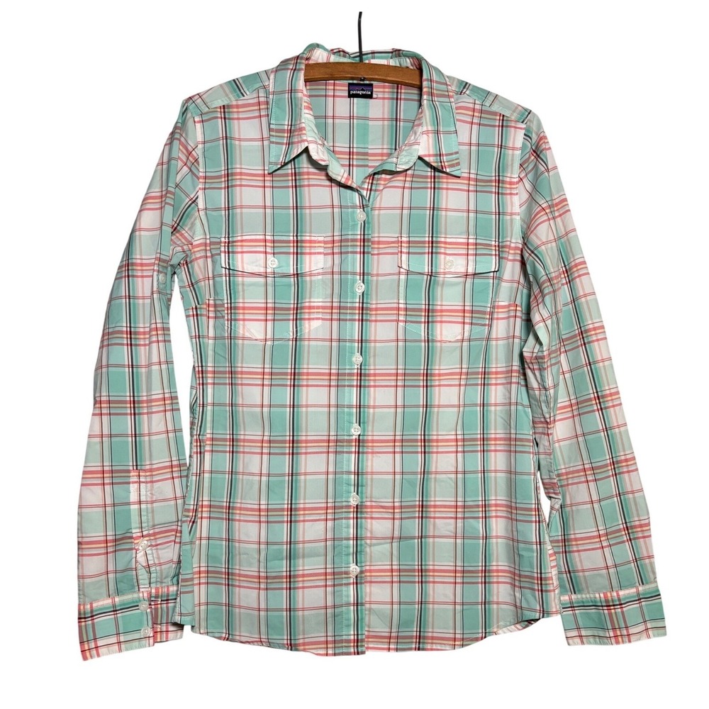 Patagonia Womens S/M Plaid Button Down Shirt Long Sleeve Top Trails Gorpcore